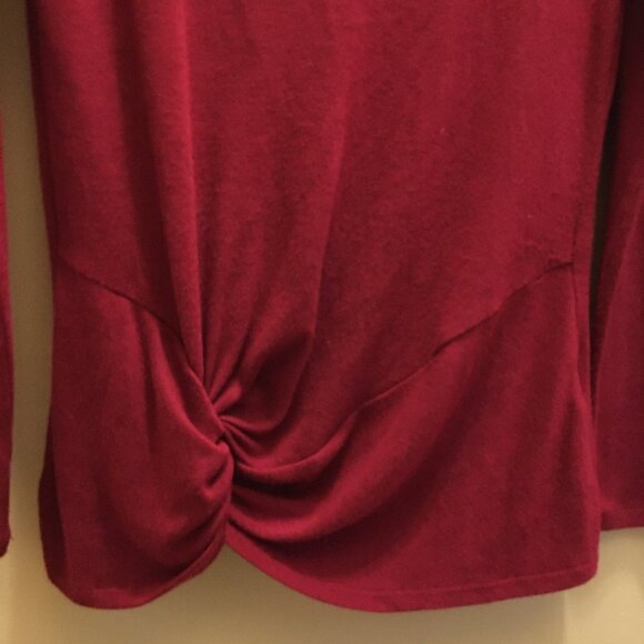Merlot Red Twist Hem Pullover Knit Sweater Top - Picture 7 of 15